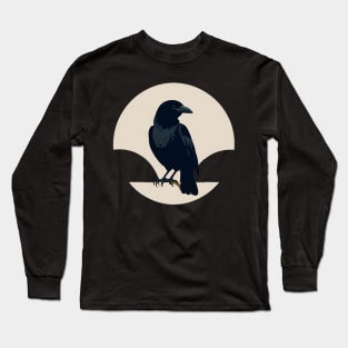 Cute little black crow side profile Long Sleeve T-Shirt